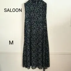 ★ SALON サルーン ブラック 花柄ノースリーブロングワンピース M 夏 黒