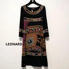 LEONARD レオナール ワンピース 紐ベルト付き 七分袖 花柄 - メルカリ