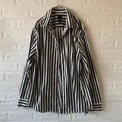 H&M エイチアンドエム 【M】 ストライプ 長袖シャツ ブラックホワイトのサムネイル
