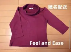 Feel and Ease タートルネック 7分袖 ワインレッド M