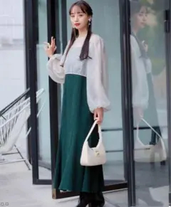 【VIS DRESS】　チュールパールブラウス＆ジャガードワンピース