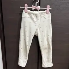 花柄クリーム色長ズボン 100サイズ 裏起毛