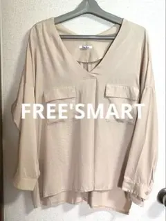 FREE'SMART 長袖シャツ 　ベージュ Vネック　【美品】のサムネイル