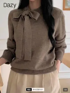 SHEIN Dazy リボン付きブラウンニット