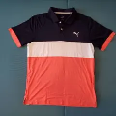 PUMA ポロシャツ ネイビー/オレンジ Lサイズ
