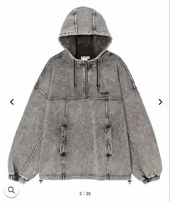 X-girl ACID WASH SWEAT HOODIE BLACK M