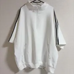 【LILL】ルーズシルエットコットンポンチドレープトラックハーフジップ半袖　Lのサムネイル