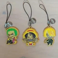ワンピース クッキー風 ストラップ 3種セット(ゾロ.ルフィ.サンジ)