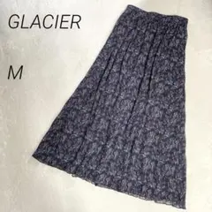 GLACIER ペイズリー柄　シフォン　プリーツスカート　ロング　総柄