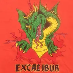 90s USA製 ドラゴン リンクプリント Tシャツ レッド ファニー 怪獣のサムネイル