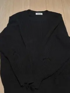 monkey time リブ編み ブラックニット セーター