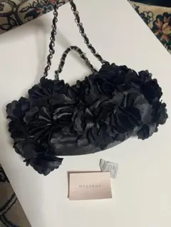 美品 パーティーバッグ 結婚式 黒 フラワー チェーンバッグ ハンドバッグ ミニ