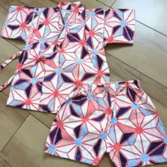 ベビー甚平 90cm 赤・青・白 幾何学模様