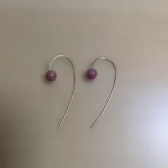 SALON ピンク天然石ゴールドフックピアス