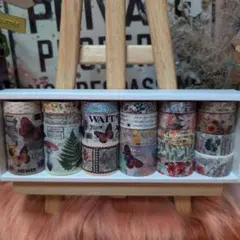 【新品未使用】ヴィンテージ蝶と花のデザイン マスキングテープ 20個セット