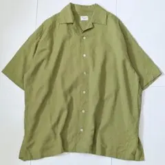 アーバンリサーチドアーズ 開襟ワイドシャツ ビッグシャツ 半袖 リネン麻 緑