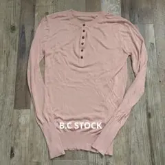 【B.C STOCK】シアーニットヘンリープルオーバー フリー　ピンクのサムネイル