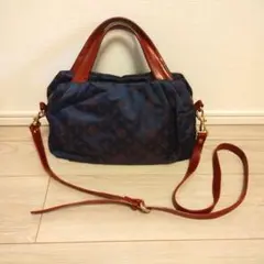 russet ラシット モノグラム 2way ショルダーバッグ ネイビー×レッドのサムネイル