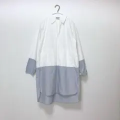 オニツカタイガー×アンドレアポンピリオ　バイカラーシャツ　ジップワンピース　M