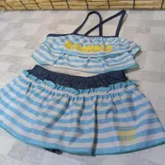 POCONAILS 子供用 130サイズ 水着 上下セット 青と白のストライプ