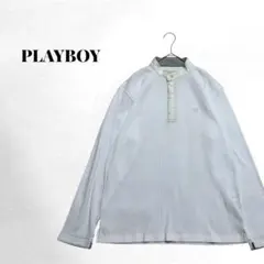 【プレイボーイ】 長袖 ワンポイント ポロシャツ シンプル コットン うさぎ 秋