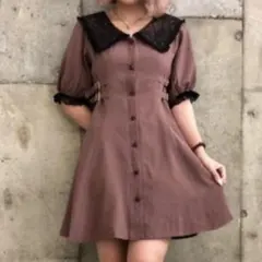 ROJITA ロジータ 配色レースBIGカラーワンピース ピンク