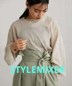STYLEMIXER 　シアーニット　サマーニット　袖ボリューム　グレージュ　Fのサムネイル