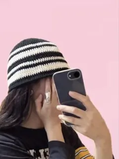 ハンドメイド　クロシェハット　クラッシャーハット