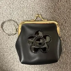 MARY QUANTブラック花モチーフがま口コインケース