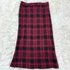 エニィスィス タイトスカート チェック柄 ボルドー L ロング　秋冬　きれいめのサムネイル