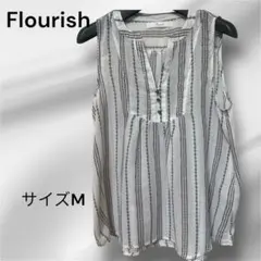 Flourish ノースリーブシャツ ホワイトストライプ