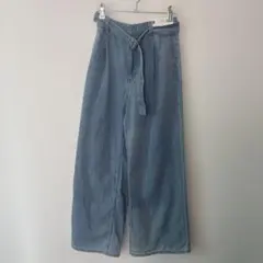 新品　GU ジーユー　ベルテッドワイドパンツ　デニム　ワイドデニム　ジーンズ