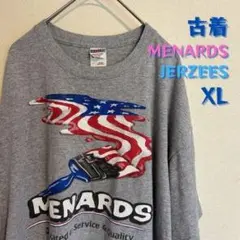 企業 MENARDS JERZEES 古着 Tシャツ XL グレー アメリカ国旗