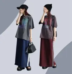 《新品》しまむら× pen サイドラインナロースカートM 濃紺