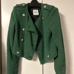 ZARA グリーン テーラードジャケット