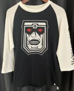 【PUNKDRUNKERS 驚愕 7分袖 ラグランTシャツ ブラック×ホワイト】のサムネイル