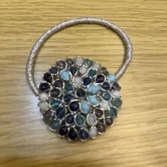 ビーズ装飾 花型ヘアゴム