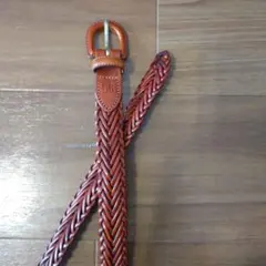 レザー メッシュベルト ブラウン 編み込み