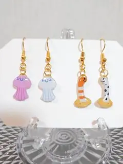 ハンドメイド　クラゲ　チンアナゴ　ニシキアナゴピアス　水族館　海　セット　レジン