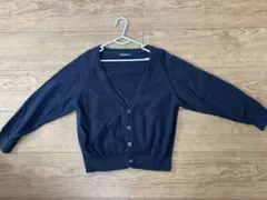 familiar Vネックカーディガンネイビー 120 ボタン付き お受験 通学