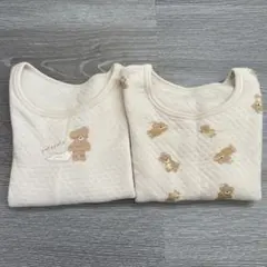 ベージュ クマ柄 肌着 2枚セット