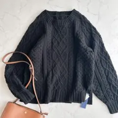 LA MARINE FRANCAISE ニット ウール混 後ろリボン 黒