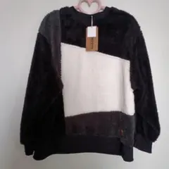 SEEROOTSボア切替トレーナー 黒・白・グレー★サイズメンズM★タグ付未使用