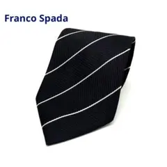Franco Spadaネクタイ　黒×白　ストライプ　シルク100% 日本製のサムネイル
