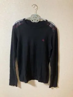 【値下げ】バーバリー ブラックレーベル カシミヤ混 肩チェック柄 ニットセーター