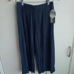 ネイビー プリーツワイドパンツ　LL