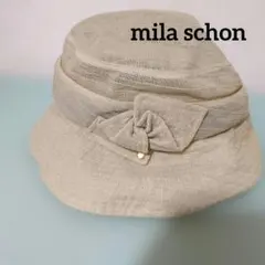【新品未使用】mila schon ベージュ リボン付き メッシュハットのサムネイル