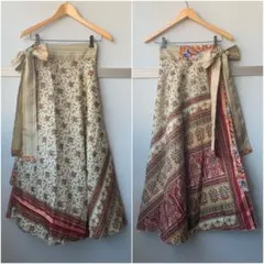 インドサリー リバーシブル ロング巻きスカート 民族衣装 vintage 一点物のサムネイル