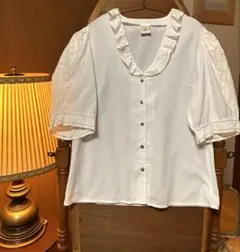 70sヨーロッパ古着 フランスアンティーク vintag フリルブラウス 