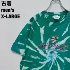 リメイク Tシャツ ブリーチ加工 タイダイ ビッグサイズ グリーン XL 古着